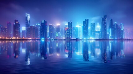 Fototapeta premium Futuristic cityscape at night