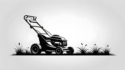 Lawn mower logo on white background. Generative AI
