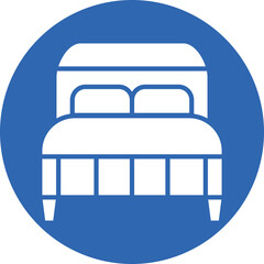 Double bed glyph circle icon