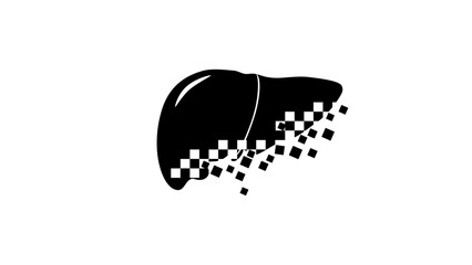 liver destruction, black isolated silhouette 