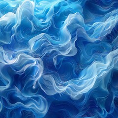 Obraz premium Ocean Waves Abstract in Swirling Blue Shades