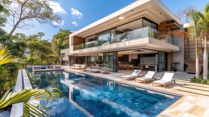 Obraz premium Modern luxury house with pool