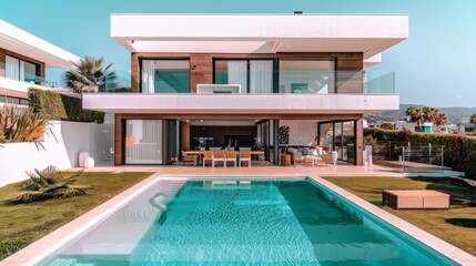 Fototapeta premium Modern luxury villa with pool