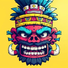 Angry Tribal Mask Illustration
