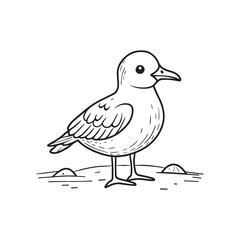 Fototapeta premium Simple drawing of a seagull on the sand