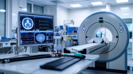 medical diagnostic MRI device in a hospital laboratory.