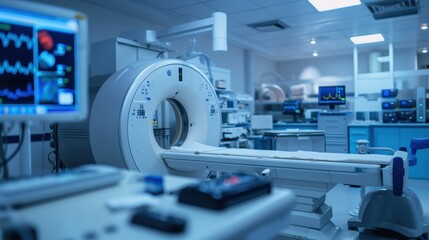 medical diagnostic MRI device in a hospital laboratory.