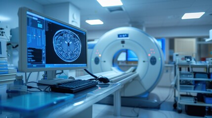 medical diagnostic MRI device in a hospital laboratory.