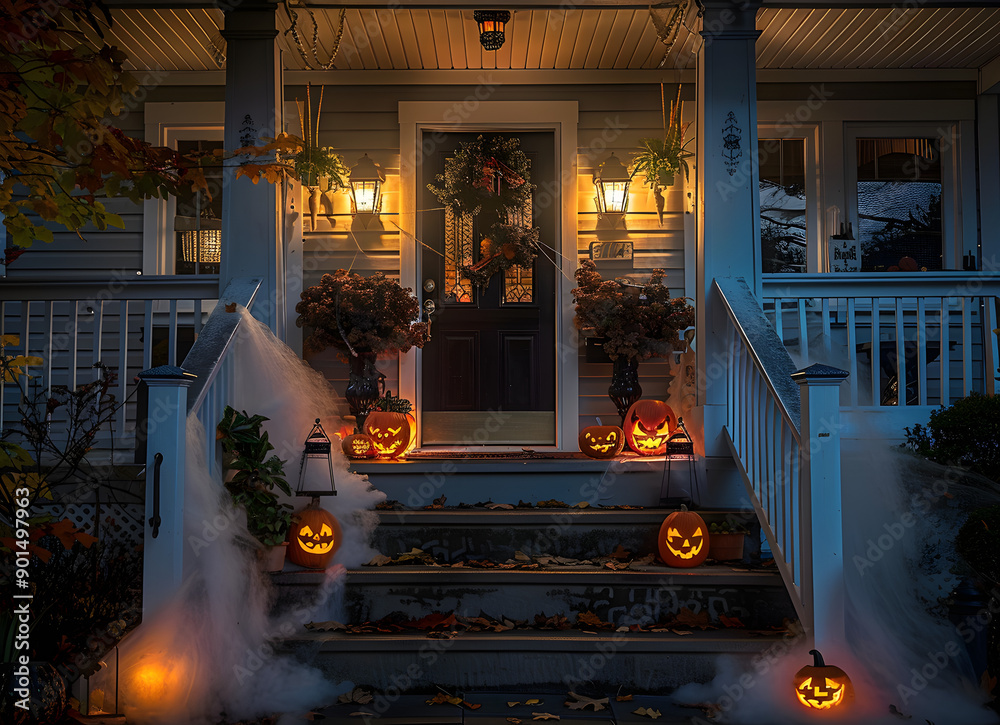 Poster front porch halloween decor after dark