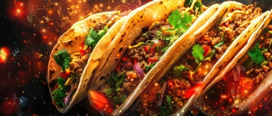 Delicious taco filled with savory ingredients, showcasing vibrant colors and textures, perfect for food lovers and culinary enthusiasts.