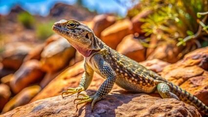 Arizona desert landscape featuring a masterfully camouflaged lizard blending seamlessly into rocky terrain, showcasing nature's remarkable protective adaptation for wildlife survival.
