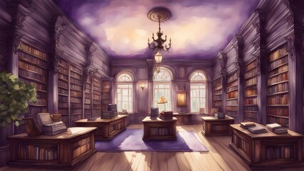 Fototapeta premium Interior design of Library