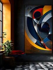 room with plant and painting