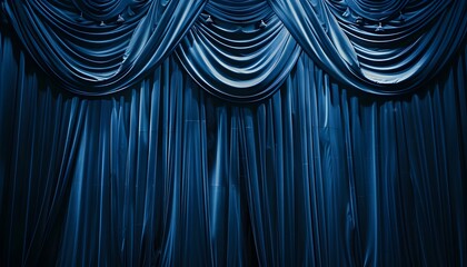 Blue curtain in theater.