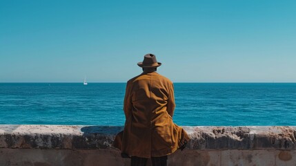 Fototapeta premium Person Looking Out at Sea