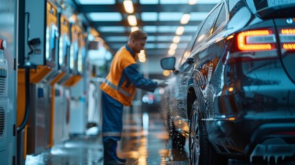 Fototapeta premium Auto Detailing Professional at Work