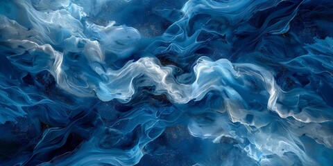 Obraz premium Ocean Waves Abstract in Swirling Blue Shades