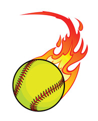 fast flaming yellow softball throw pitch transparent background © Marty's Art