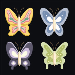 Set of beautiful butterflies in hand drawn style