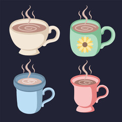 Set of Hot choco in hand drawn style