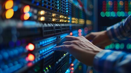 Technician Hands Maintaining Server for Big Data Platform