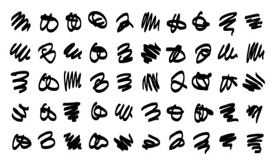 Fototapeta premium Fifty Simple Hand Drawn Doodles and Squiggles. Vector Set