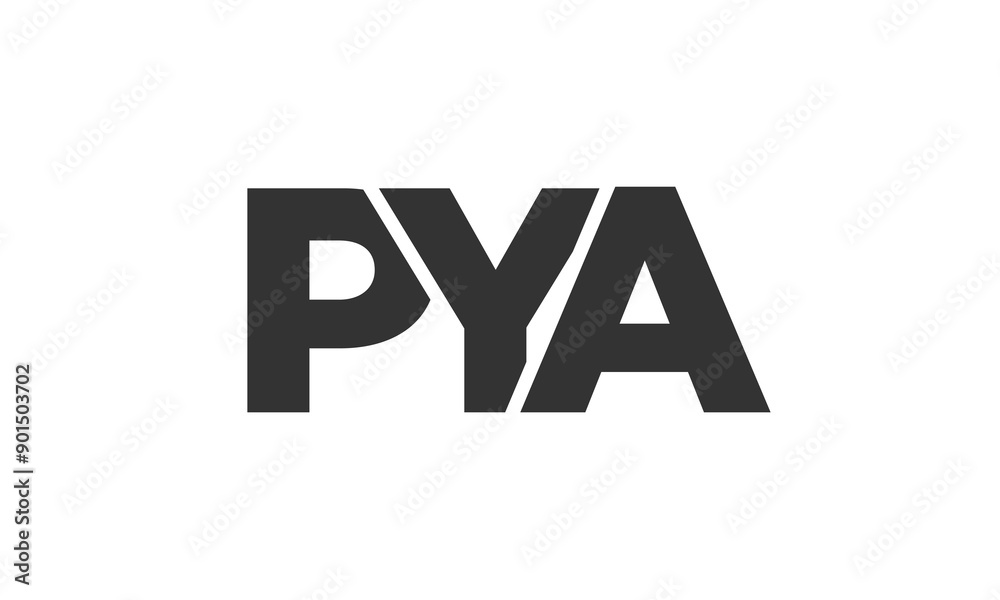 Fototapete PYA logo design template with strong and modern bold text. Initial based vector logotype featuring simple and minimal typography. Trendy company identity.