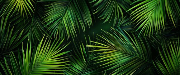 Floral pattern, Tropical plant line arts, Modern illustration of a nature green background.