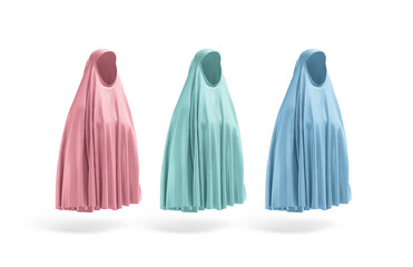 Blank colored female chador mockup, side view