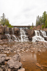 Views of Gooseberry falls on a cloudy day in Duluth, Minnesota