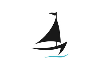 sailboat icon logo template vector illustration cruise business icon