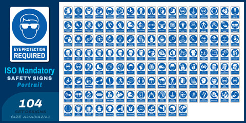 104 set ISO mandatory safety signs V85 size a4/a3/a2/a1