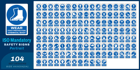 104 set ISO mandatory safety signs V82 size a4/a3/a2/a1