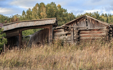 Abandoned old wooden village house