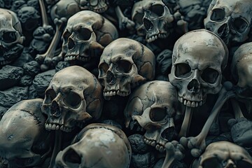 Human Skulls in Dark Lighting