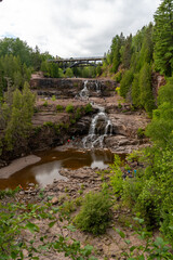 Views of Gooseberry falls on a cloudy day in Duluth, Minnesota