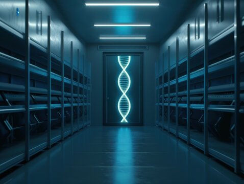 DNA analysis lab, holographic double helix, advanced genomic sequencing, futuristic biotechnology