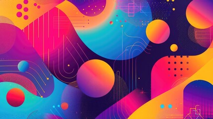 Obraz premium A vector set of abstract gradient covers featuring geometric shapes and liquid colors, perfect for modern social media graphics or idol posters. Minimalist and vibrant designs.