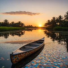 boat at sunset