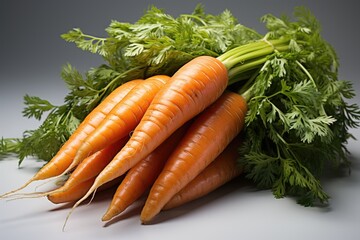 Pair of fresh organic carrots isolated in the white background. cutout., generative IA