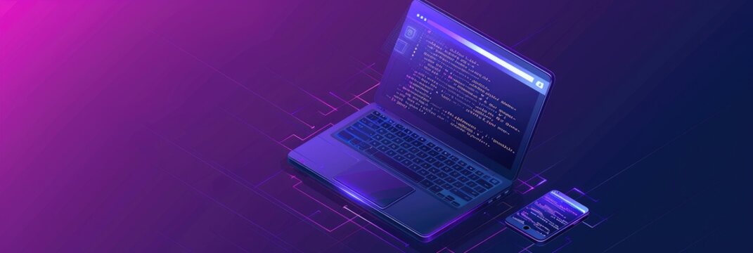 Software, web development, programming concept. Abstract Programming language and program code on screen laptop