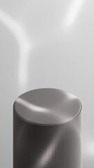 Minimalist Cylindrical Podium with Ribbed Surface for Modern Product Display - 3D Render for Showcase and Presentation