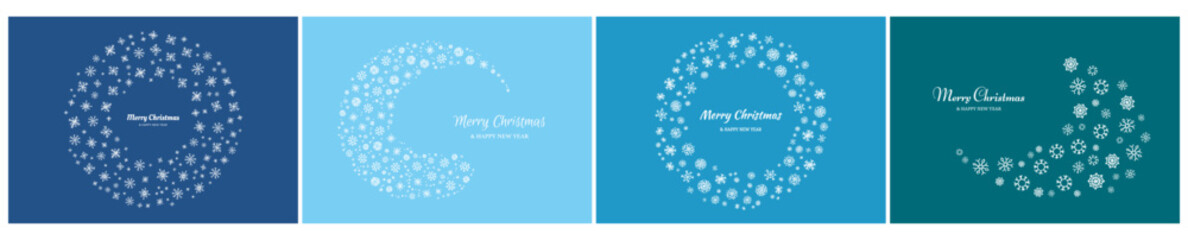 Set of Merry Christmas backgrounds with snowflakes