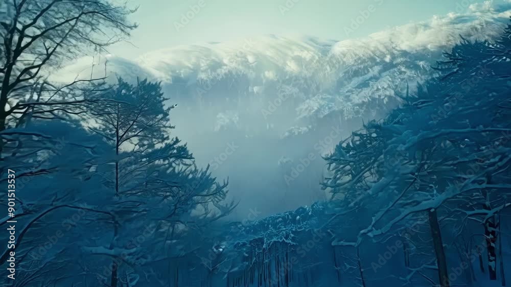 Poster As the light grows brighter the frozen forest takes on a blueishgray hue creating an otherworldly atmosphere thats both beautiful and eerie.
