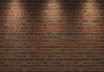 Old brick wall background with lights