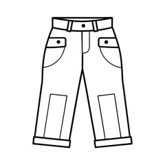 A stylish jean trousers line art vector