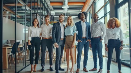 Obraz premium Success group of multiethnic entrepreneurs and business people achieving goals in corporate office