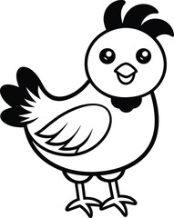 Baby coloring page of vector Art cute chicken