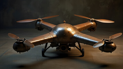 Retro-futuristic rusty drone