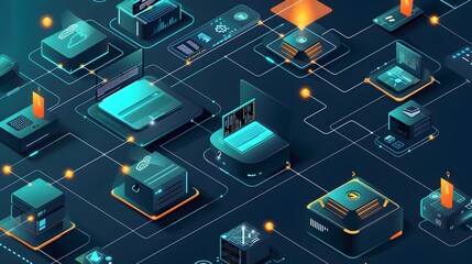 Fototapeta premium Visualization of Connected IoT Devices and Big Data Platform